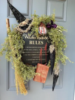 Spooky Halloween Wreath Witch's Rules Wreath