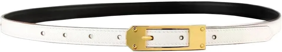Women Skinny Leather Belt for Jeans Pants Dresses Ladies Fashion Waist Belt with Gold Buckle