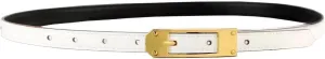 Women Skinny Leather Belt for Jeans Pants Dresses Ladies Fashion Waist Belt with Gold Buckle