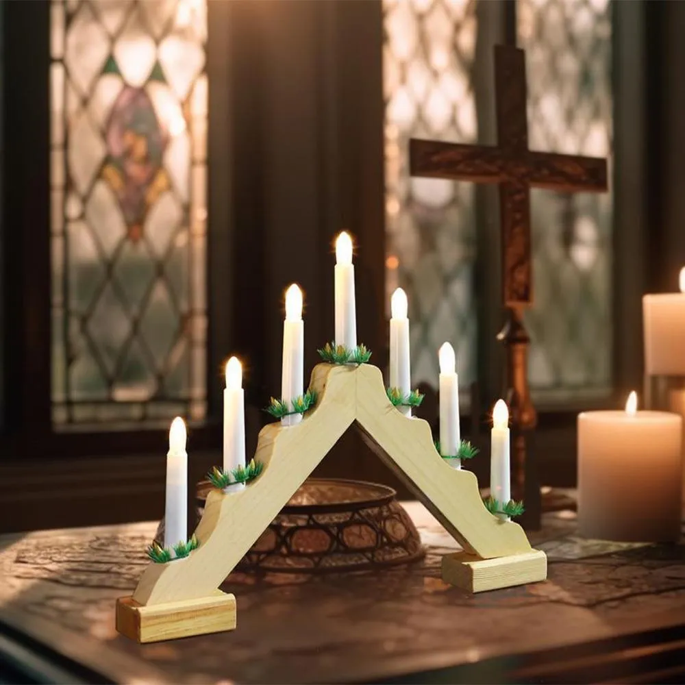 Wooden Candle Bridge With 7 Led Lights