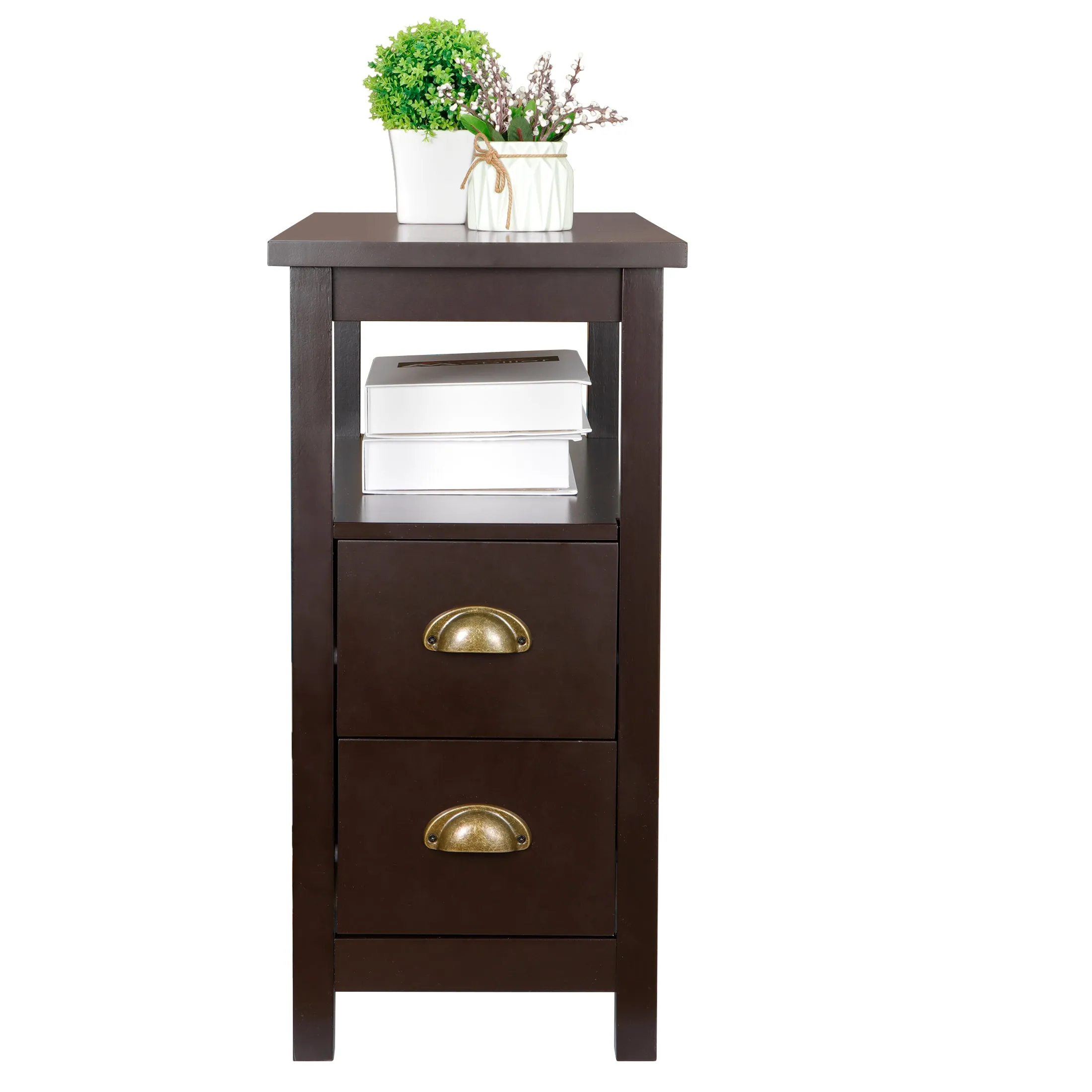 ZENY™  Narrow End Table Slim Sofa Side Table with 2 Drawer
